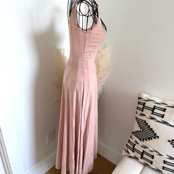 Reformation Blush Pink Fit & Flare Midi Scoop Neck Tank Dress XS - Picture 5 of 10
